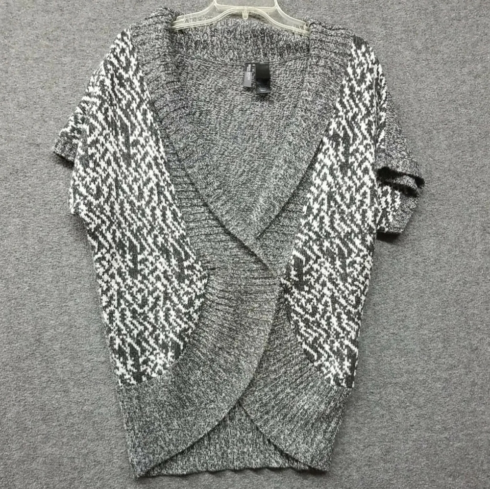 Bisou Bisou Sweater Snap Front Cardigan, Size L Dolman Sleeve Missing Belt